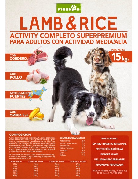 Compra Firokan lamb & rice - 15kg en Canexion al Mejor Precio