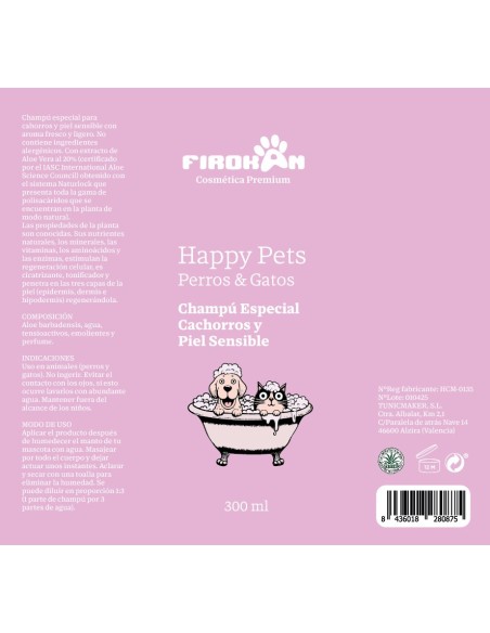 Compra Champú Firokan Happy Pets para Cachorros y Piel Sensible