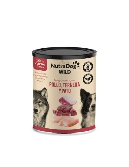 Compra Lata de Pollo, Ternera y Pato para Perros – NutraDog
