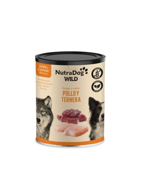 Compra Lata de Pollo y Ternera para Perros – NutraDog WILD –